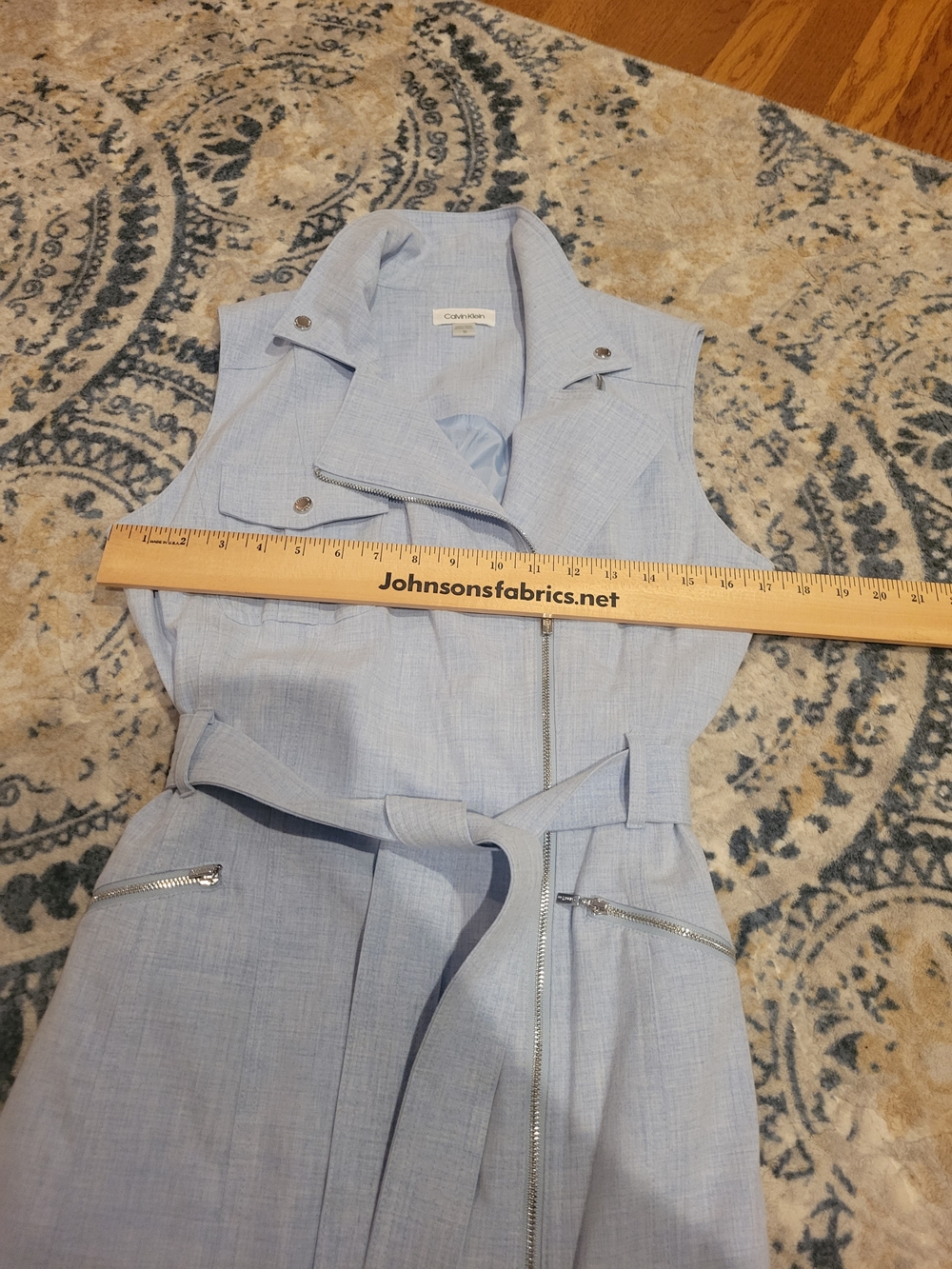 Calvin Klein Sleeveless Zip Front Midi Dress in Light Blue Size 10 - Picture 3 of 11